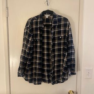 Old Navy The Boyfriend Shirt button down navy and yellow size XL